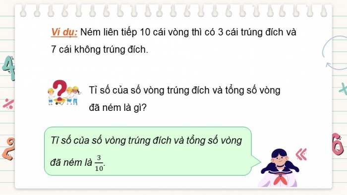 Giáo án điện tử Toán 5 chân trời Bài 6: Tỉ số của số lần lặp lại một sự kiện so với tổng số lần thực hiện