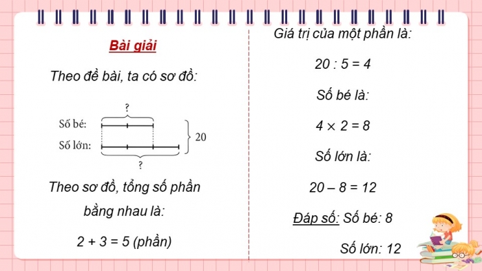 Giáo án điện tử Toán 5 chân trời Bài 10: Tìm hai số khi biết tổng và tỉ số của hai số đó