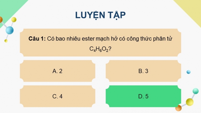 Giáo án điện tử Hóa học 12 chân trời bài: Ôn tập chương 1, 2