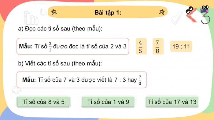 Giáo án điện tử Toán 5 cánh diều Bài 6: Giới thiệu về tỉ số