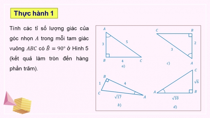 Giáo án điện tử Toán 9 chân trời Bài 1: Tỉ số lượng giác của góc nhọn