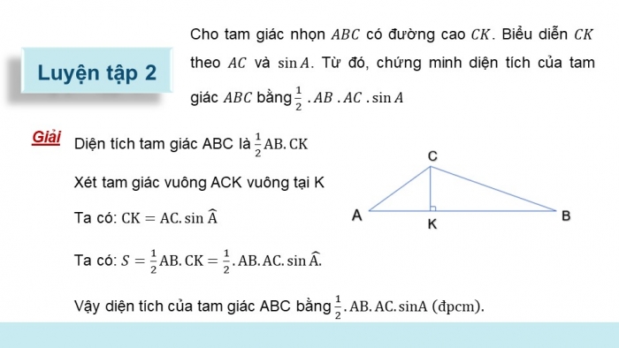 Giáo án điện tử Toán 9 cánh diều Bài 2: Một số hệ thức về cạnh và góc trong tam giác vuông