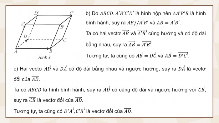 Giáo án điện tử Toán 12 chân trời Bài 1: Vectơ và các phép toán trong không gian