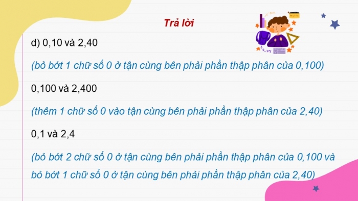 Giáo án điện tử Toán 5 chân trời Bài 20: Số thập phân bằng nhau