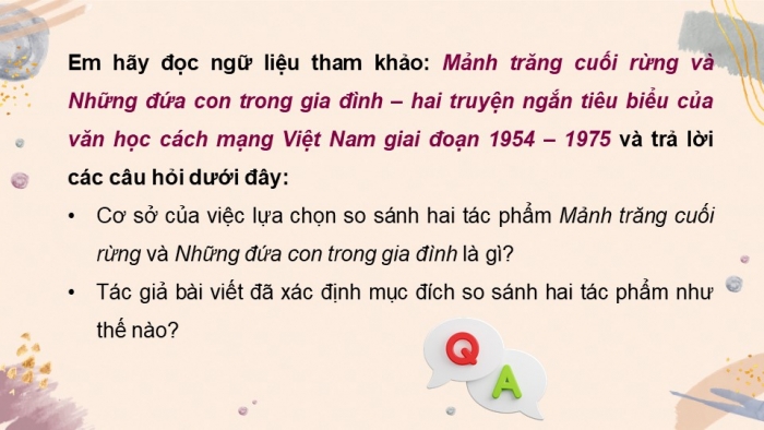 Giáo án điện tử Ngữ văn 12 kết nối Bài 1: Viết bài văn nghị luận so sánh, đánh giá hai tác phẩm truyện