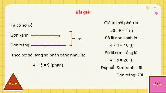 Giáo án điện tử Toán 5 cánh diều Bài 7: Tìm hai số khi biết tổng và tỉ số của hai số đó