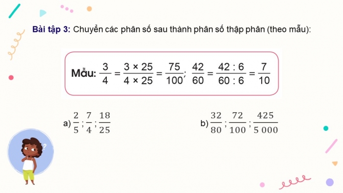 Giáo án điện tử Toán 5 cánh diều Bài 12: Phân số thập phân