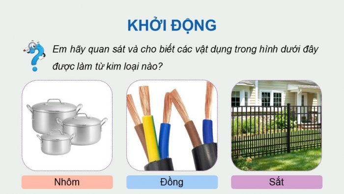 Giáo án điện tử KHTN 9 cánh diều - Phân môn Hoá học Bài 15: Tính chất chung của kim loại