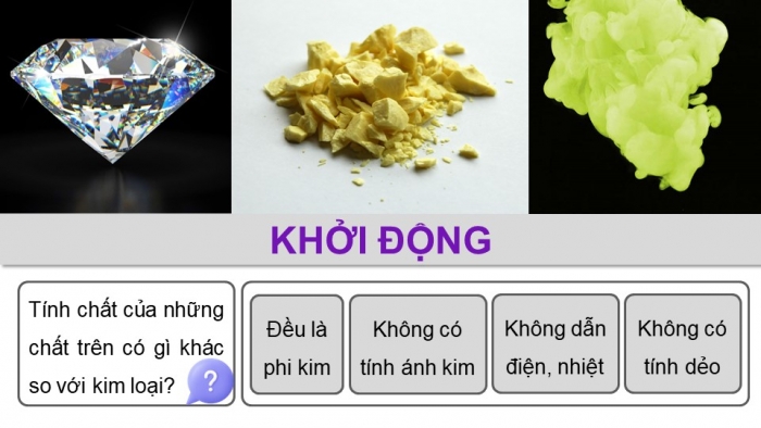 Giáo án điện tử KHTN 9 cánh diều - Phân môn Hoá học Bài 18: Sự khác nhau cơ bản giữa phi kim và kim loại