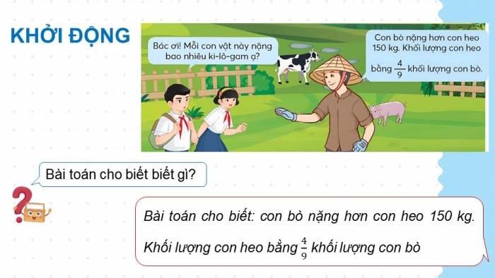 Giáo án điện tử Toán 5 chân trời Bài 11: Tìm hai số khi biết hiệu và tỉ số của hai số đó