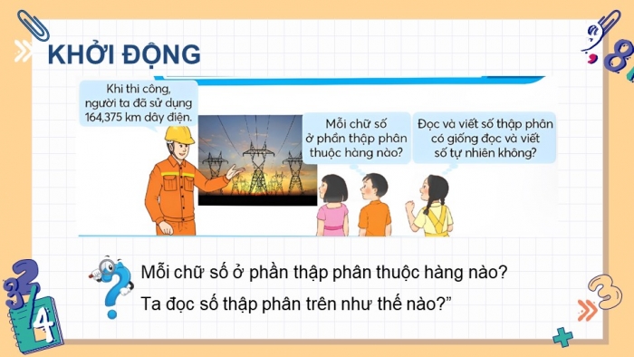 Giáo án điện tử Toán 5 chân trời Bài 19: Hàng của số thập phân. Đọc, viết số thập phân