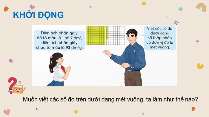 Giáo án điện tử Toán 5 chân trời Bài 26: Viết các số đo diện tích dưới dạng số thập phân