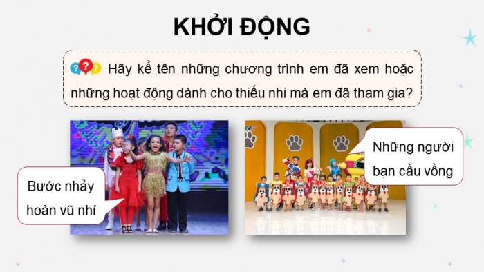 Giáo án điện tử Tiếng Việt 5 chân trời Bài 6: Giới thiệu một chương trình truyền hình hoặc một hoạt động dành cho thiếu nhi