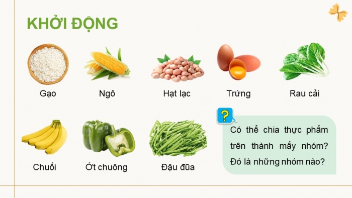 Giáo án điện tử Công nghệ 9 Chế biến thực phẩm Cánh diều Bài 1: Vai trò của các chất dinh dưỡng trong thực phẩm