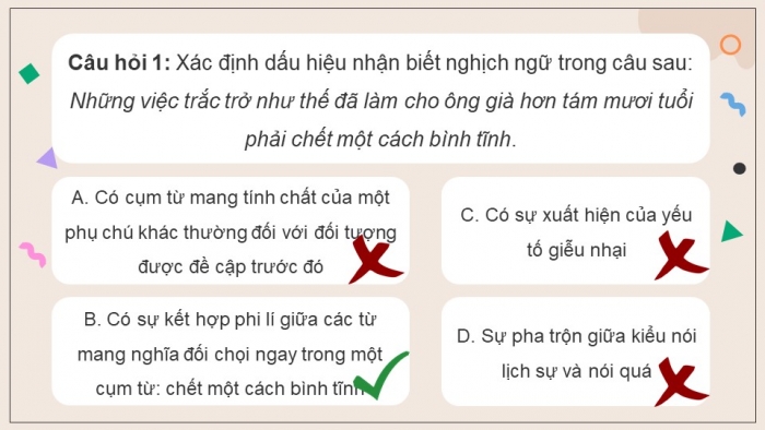 Giáo án điện tử Ngữ văn 12 kết nối Bài 1: Biện pháp tu từ nói mỉa, nghịch ngữ - đặc điểm và tác dụng