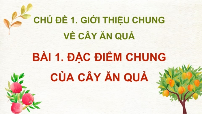 Giáo án và PPT đồng bộ Công nghệ 9 Trồng cây ăn quả Cánh diều