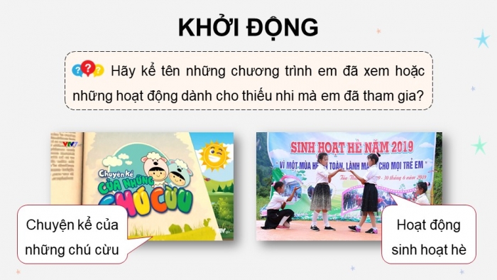 Giáo án điện tử Tiếng Việt 5 chân trời Bài 6: Giới thiệu một chương trình truyền hình hoặc một hoạt động dành cho thiếu nhi