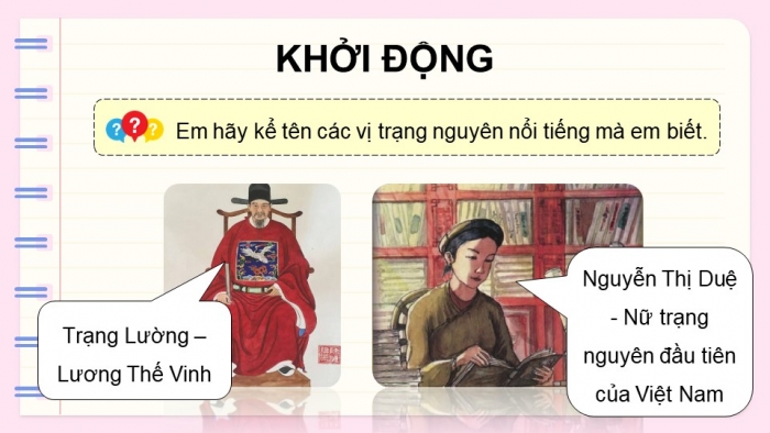 Giáo án điện tử Tiếng Việt 5 chân trời Bài 1: Trạng nguyên nhỏ tuổi