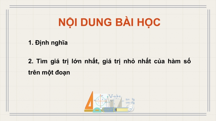 Giáo án điện tử Toán 12 chân trời Bài 2: Giá trị lớn nhất, giá trị nhỏ nhất của hàm số