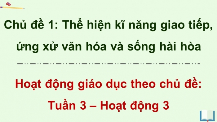 Giáo án điện tử Hoạt động trải nghiệm 9 chân trời bản 2 Chủ đề 1 Tuần 3