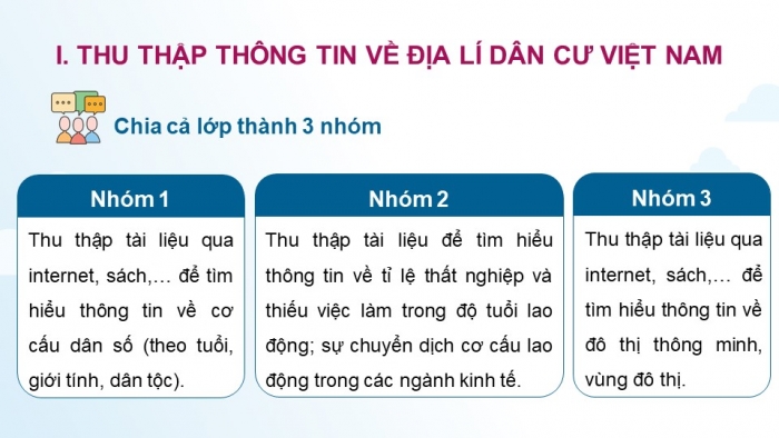 Giáo án điện tử Địa lí 12 kết nối Bài 9: Thực hành Viết báo cáo về một chủ đề dân cư ở Việt Nam