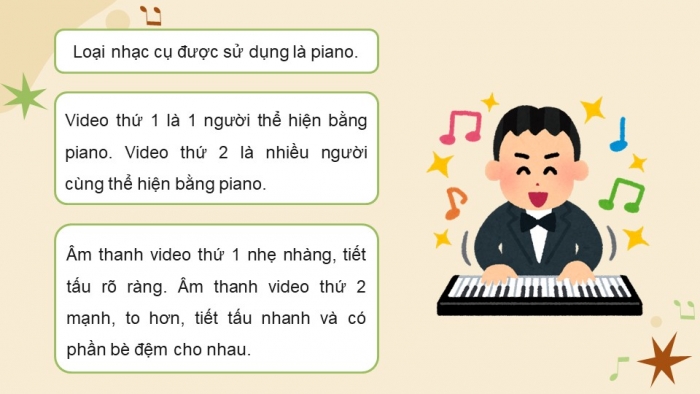 Giáo án điện tử Âm nhạc 5 cánh diều Tiết 3: Nhạc cụ Nhạc cụ thể hiện tiết tấu – Nhạc cụ thể hiện giai điệu; Thường thức âm nhạc – Hình thức biểu diễn Độc tấu, hoà tấu