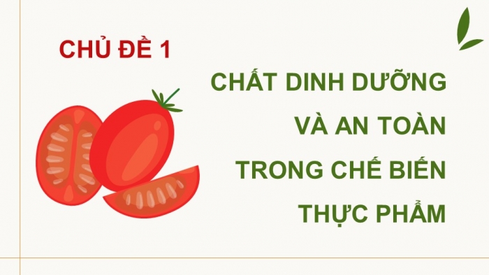 Giáo án điện tử Công nghệ 9 Chế biến thực phẩm Cánh diều Bài 1: Vai trò của các chất dinh dưỡng trong thực phẩm