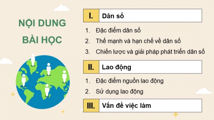 Giáo án điện tử Địa lí 12 cánh diều Bài 6: Dân số, lao động và việc làm (bổ sung)