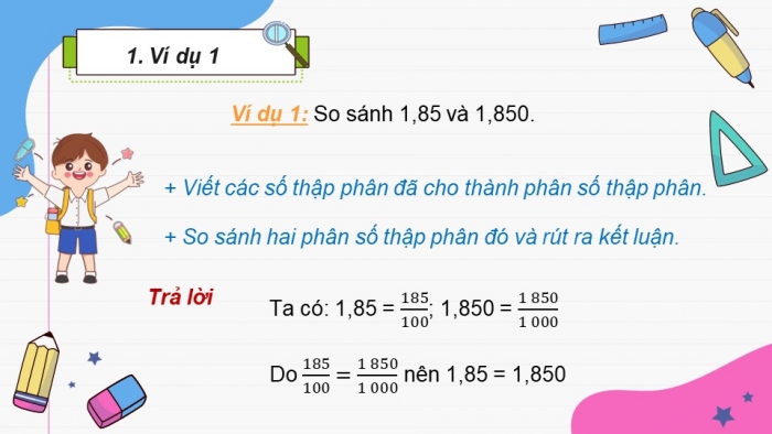 Giáo án điện tử Toán 5 chân trời Bài 20: Số thập phân bằng nhau