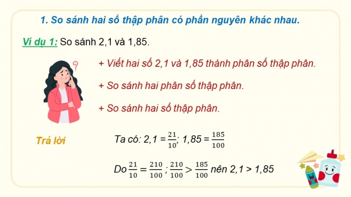 Giáo án điện tử Toán 5 chân trời Bài 21: So sánh hai số thập phân