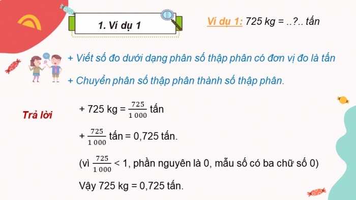 Giáo án điện tử Toán 5 chân trời Bài 25: Viết các số đo khối lượng dưới dạng số thập phân