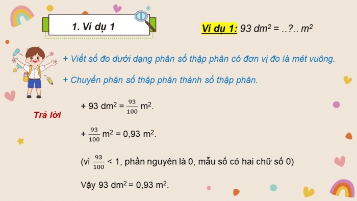 Giáo án điện tử Toán 5 chân trời Bài 26: Viết các số đo diện tích dưới dạng số thập phân