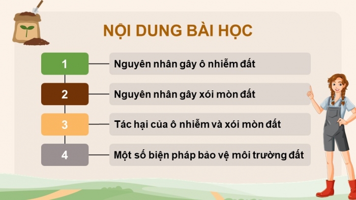 Giáo án điện tử Khoa học 5 chân trời Bài 2: Ô nhiễm, xói mòn đất và bảo vệ môi trường đất