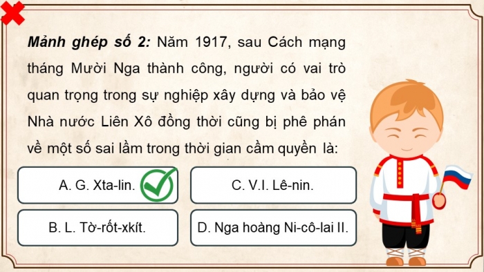 Giáo án điện tử Lịch sử 9 kết nối Bài 1: Nước Nga và Liên Xô từ năm 1918 đến năm 1945