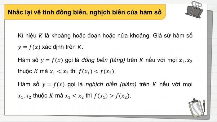 Giáo án điện tử Toán 12 chân trời Bài 1: Tính đơn điệu và cực trị của hàm số