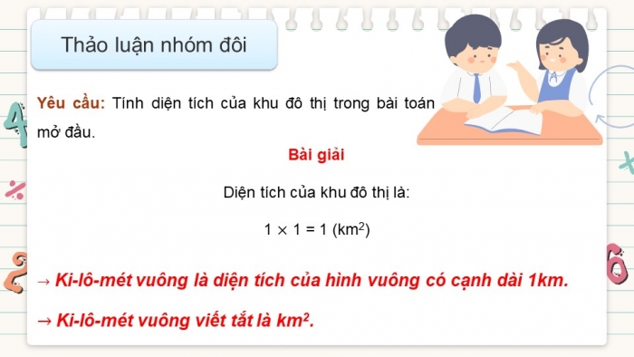 Giáo án điện tử Toán 5 cánh diều Bài 22: Ki-lô-mét vuông