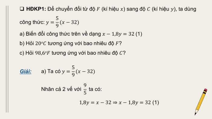 Giáo án điện tử Toán 9 chân trời Bài 2: Phương trình bậc nhất hai ẩn và hệ hai phương trình bậc nhất hai ẩn