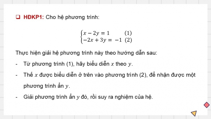 Giáo án điện tử Toán 9 chân trời Bài 3: Giải hệ hai phương trình bậc nhất hai ẩn