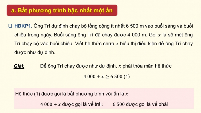 Giáo án điện tử Toán 9 chân trời Bài 2: Bất phương trình bậc nhất một ẩn