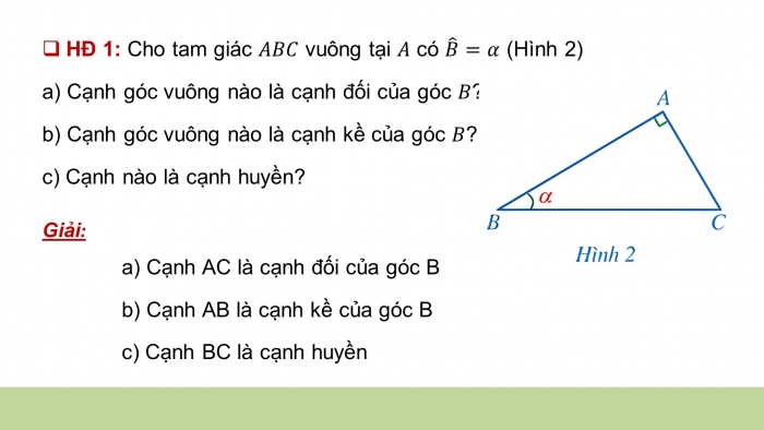 Giáo án điện tử Toán 9 cánh diều Bài 1: Tỉ số lượng giác của góc nhọn