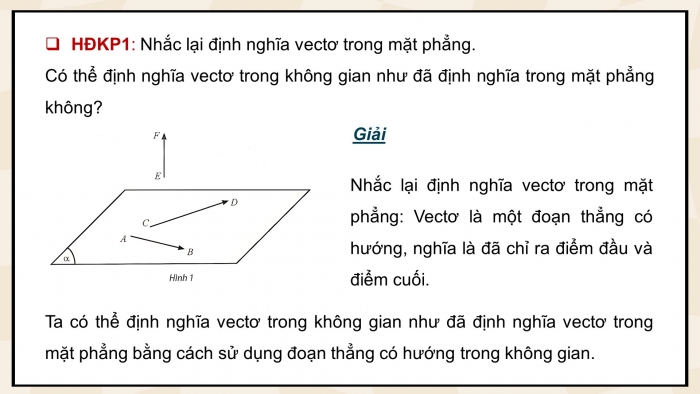 Giáo án điện tử Toán 12 chân trời Bài 1: Vectơ và các phép toán trong không gian