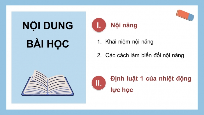 Giáo án điện tử Vật lí 12 cánh diều Bài 2: Định luật 1 của nhiệt động lực học