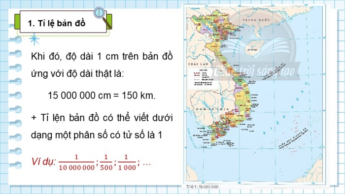 Giáo án điện tử Toán 5 chân trời Bài 15: Tỉ lệ bản đồ