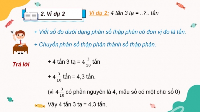 Giáo án điện tử Toán 5 chân trời Bài 25: Viết các số đo khối lượng dưới dạng số thập phân