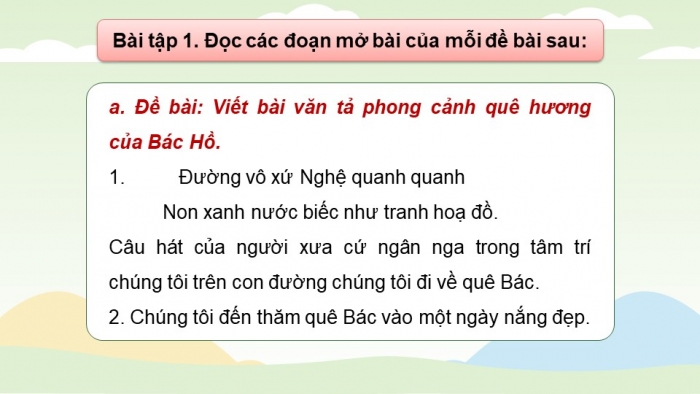 Giáo án điện tử Tiếng Việt 5 chân trời Bài 4: Viết đoạn mở bài cho bài văn tả phong cảnh