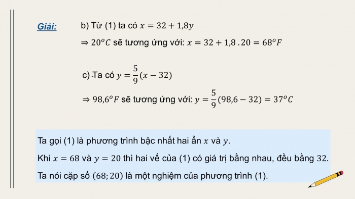 Giáo án điện tử Toán 9 chân trời Bài 2: Phương trình bậc nhất hai ẩn và hệ hai phương trình bậc nhất hai ẩn