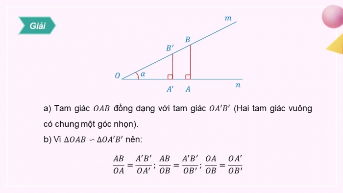 Giáo án điện tử Toán 9 chân trời Bài 1: Tỉ số lượng giác của góc nhọn