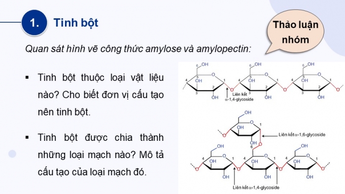 Giáo án điện tử Hoá học 12 kết nối Bài 6: Tinh bột và cellulose