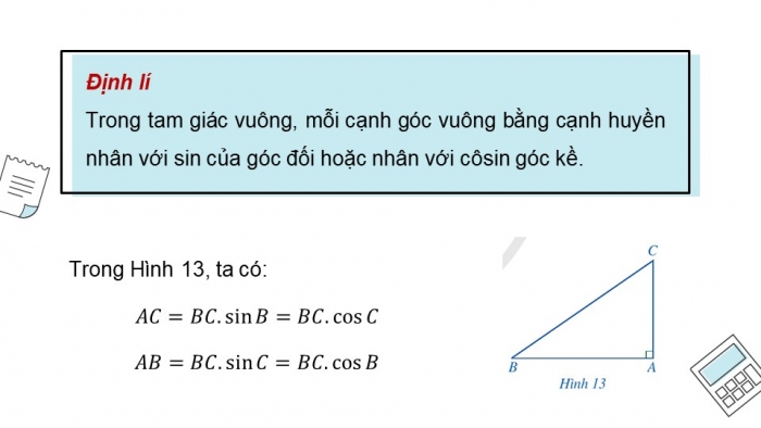 Giáo án điện tử Toán 9 cánh diều Bài 2: Một số hệ thức về cạnh và góc trong tam giác vuông