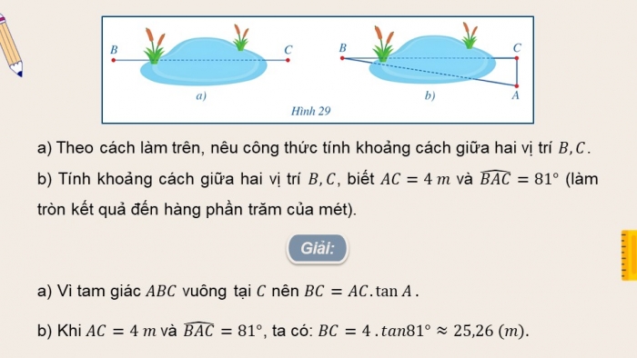 Giáo án điện tử Toán 9 cánh diều Bài 3: Ứng dụng của tỉ số lượng giác của góc nhọn